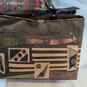 70326017 Brown Contemporary Modern Ultrasuede Purse Brown Tan Black