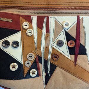 70326025 Multi Ember Contemporary Modern Ultrasuede Purse Earth / Rust / Camel / Black