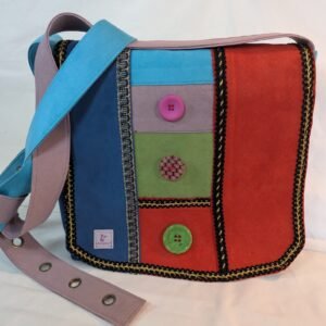 7032605 Funky Stripe Contemporary Modern Ultrasuede Purse Teal Lavender Orange Lime Green